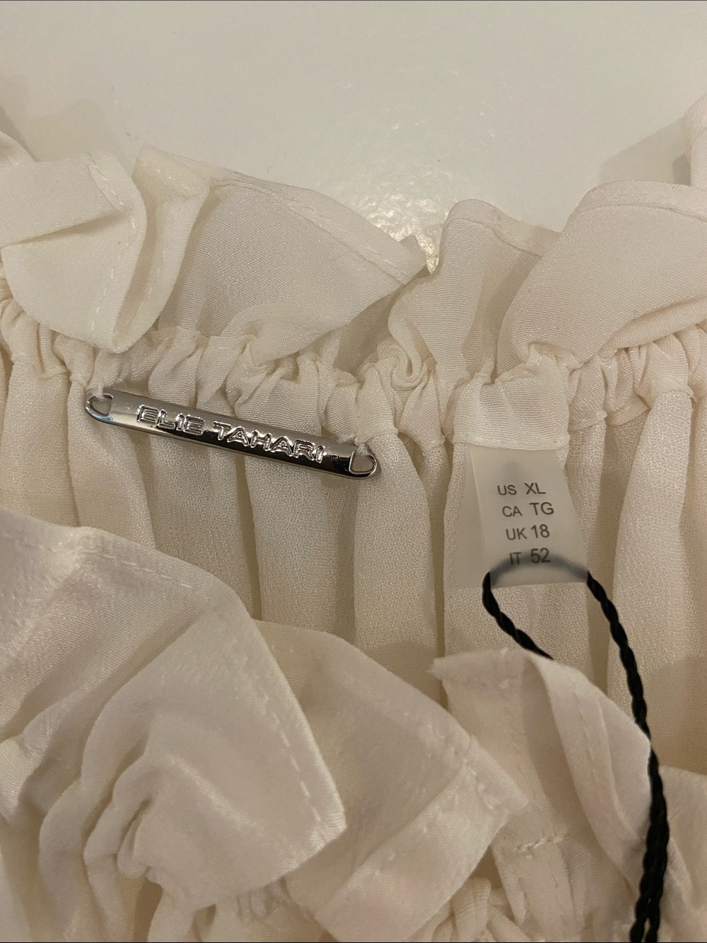 Elie Tahari Cream Ruffle Peasant Blouse - Picture 3 of 4